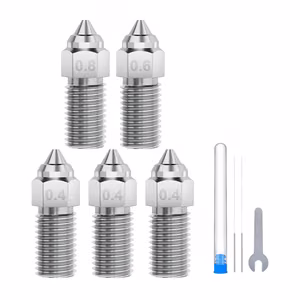 ELEGOO Neptune 4 / 4 Pro Grūdinto plieno antgalių rinkinys (0.4 mm x3, 0.6 mm x1, 0.8 mm x1)
