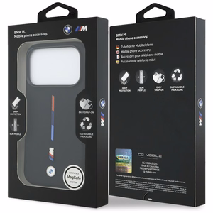 BMW M Silicon Tricolor Line MagSafe deklas iPhone 17 Pro - juodas