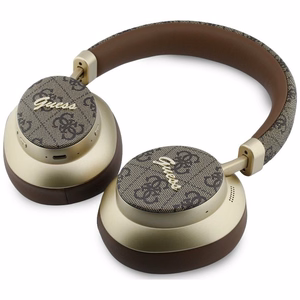 Belaidės ausinės Guess ENC 4G Gold Script Metal, rudos
