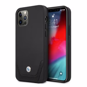 BMW Кожаный чехол Perforate для iPhone 12 Pro Max - чёрный