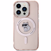Karl Lagerfeld IML Choupette Magnetinis dėklas telefonui iPhone 15 Pro Max - rožinė