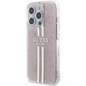 Guess IML 4G Gold Stripe dėklas telefonui iPhone 14 Pro Max - rožinis