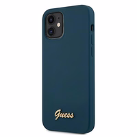 Guess GUHCP12SLSLMGBL iPhone 12 mini 5.4" mėlynas/mėlynas kietas dėklas Metal Logo Script