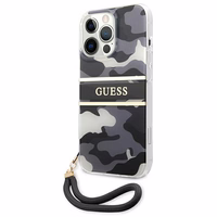 Guess GUHCP13XKCABBK iPhone 13 Pro Max 6.7" juodas/juodas kietas dėklas Camo Dirželis Kolekcija