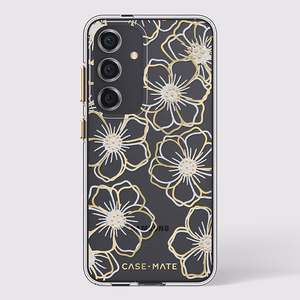 Case-Mate Floral Gems dėklas, skirtas Samsung Galaxy S24, aukso spalvos