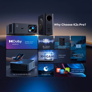 Yaber K2s Pro LCD FullHD 1080p Multimedia Projector with JBL Speakers and Subwoofer - Juodas