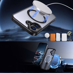 Hibridinis šarvuotas X dėklas iPhone 17 su MagSafe suderinamu stovu - juodas