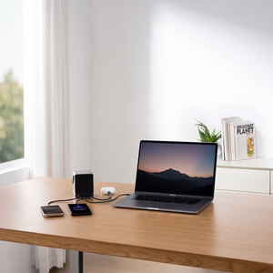 "Cuktech Powerbank" 300W 40000mAh su belaidžiu įkrovimu 2x USB-C + 2x USB-A - juoda