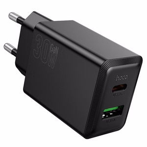 Įkroviklis Hoco N71 30W GaN USB-C/USB-A juodas