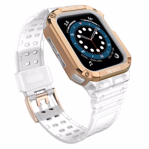 Apsauginė apyrankė Apple Watch 42/44/45mm šarvuotas dėklas - balta, rožinis auksas