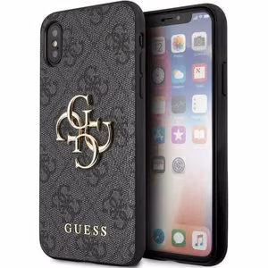 Guess 4G didelis metalinis logotipas dėklas telefonui iPhone X/XS - pilka