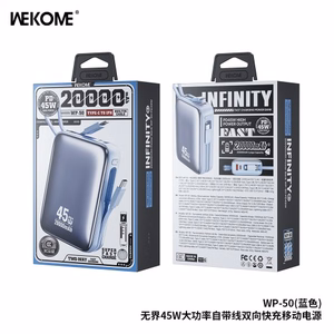 Išorinė baterija WK Design „WP-50“, mėlyna, 20000 mAh (45 W)