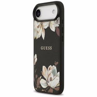 Guess Grained Flowers Classic Logo MagSafe dėklas iPhone Air - juodas (m)