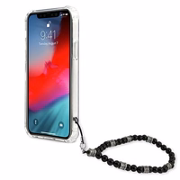 Guess GUHCP12MKPSBK iPhone 12/12 Pro 6.1 skaidrus kietas dėklas juodos perlų kolekcija