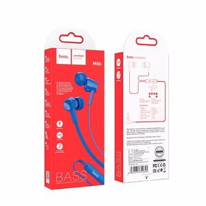 HOCO laidinės ausinės Jack 3,5 mm su mikrofonu M86 mėlynos