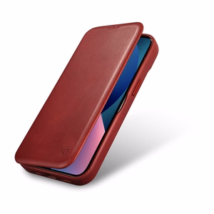 iCarer CE Premium odinis folio dėklas iPhone 14 Plus su MagSafe magnetiniu flipu - raudonas