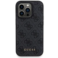 Guess 4G Metal Logo dėklas telefonui rinkinys iPhone 14 Pro + 5000mAh Magnetinė išorinė baterija - juoda