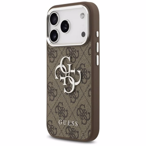 Guess 4G Big 4G Classic Logo dėklas telefonui iPhone 17 Pro - rudas - sidabrinis