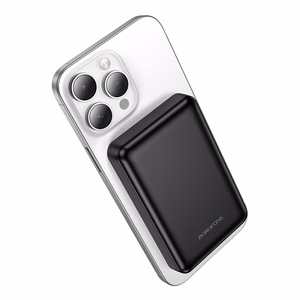 Borofone 5000mAh išorinė baterija BJ82 Dawn – USB – magnetinė, su indukciniu įkrovimu, juoda