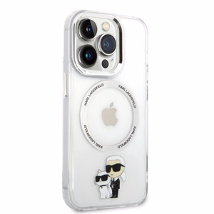 Karl Lagerfeld Iconic Karl&Choupette Magnetinis dėklas telefonui iPhone 14 Pro - skaidrus