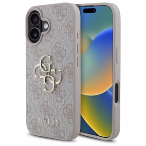 Guess 4G didelio logotipo dėklas telefonui iPhone 16 - rožinis