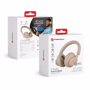 FORCELL F-AUDIO Touch Beat belaidės ausinės bluetooth ANC smėlinės