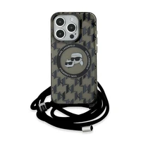 Karl Lagerfeld IML Crossbody Monogram Karl & Choupette Head Magnetinis dėklas iPhone 15 Pro Max - juodas