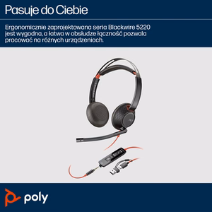 POLY Blackwire C5220 USB-C ausinės +integruotas laidas