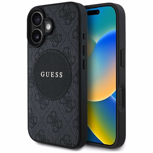 Guess 4G Circle Classic Logo Magnetinis dėklas telefonui iPhone 16 - juodas