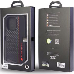 Audi Anglies pluošto juostelė iPhone 13 Pro / 13 6.1" juodas/juodas kietas dėklas AUS-TPUPCIP13P-R8/D1-BK