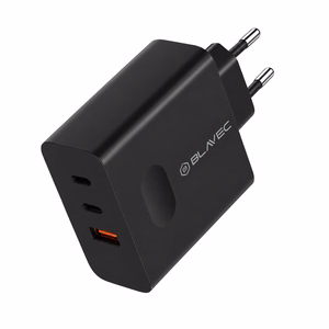 Blavec sieninis įkroviklis BC-11 GaN - USB + 2xType C - QC PD 65W 3A (TCBC11G-U2CB653A) juodas