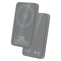 Blavec Išorinė baterija 5000mAh BJ-04 Itin Plona 7,8mm - Type C - 22,5W magnetinė Magsafe 3 in 1 (PBBJ04-MC5G) pilka stiklas