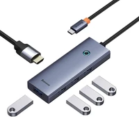 Hub 5w1 Baseus UltraJoy 5 prievadų (1xHDMI4K@30Hz + 4xUSB 3.0) pilkas