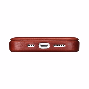 iCarer CE Premium odinis folio dėklas iPhone 14 Plus su MagSafe magnetiniu flipu - raudonas