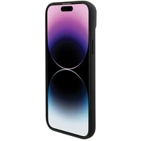 BMW BMHCP15M22PTDK dėklas telefonui iPhone 15 Plus 6.7" juodas/juodas odinis su trispalve emblema