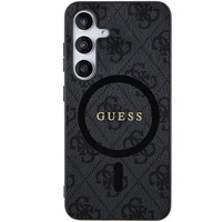 Guess 4G Collection Odinis Metalinis Logotipas Magnetinis dėklas telefonui Samsung Galaxy S24 - juoda