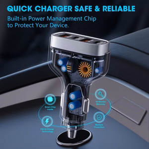 VEGER automobilinis įkroviklis 2 x USB A + 2 x Type C PD QC 3A 66W CC53-2A2C juodas