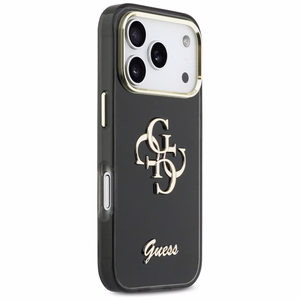 Guess IML 4G Script Metal dėklas for iPhone 17 Pro - juodas