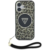 Guess HC IML leopardas trikampio virvelės dirželis MagSafe iPhone 16 dėklas - rudas