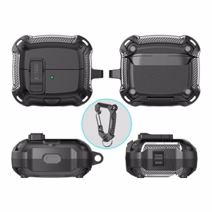 Tech-Protect silikoninis dėklas su kabliuku Samsung Galaxy Buds 3 / 3 FE / 3 Pro ausinėms - juodas
