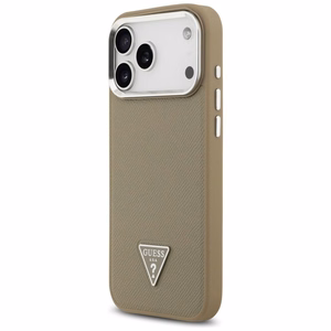 GUESS чехол IPHONE 17 Pro Max совместим с MagSafe GUHMP17XPGTSPSW (Grained PU Triangle Logo) коричневый