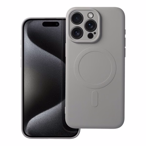 SILICONE MAG COVER dėklas telefonui suderinamas su MagSafe iPhone 15 Pro Max pilkas titano