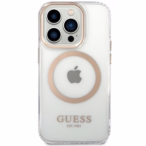Guess metalinis kontūras Magnetinis dėklas iPhone 15 Pro - auksinis