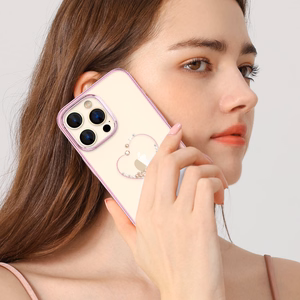 Kingxbar Wish Series silikoninis dėklas telefonui iPhone 14 Plus rožinės spalvos su Swarovski kristalais
