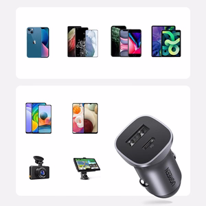 Ugreen CD130 USB-A / USB-C 30W автомобильное зарядное устройство - серое