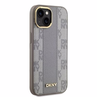 DKNY Odinis languotas mono raštas Magnetinis dėklas telefonui iPhone 14 - smėlio spalvos