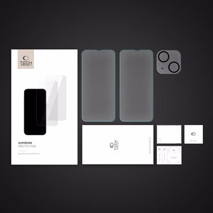 Tech-Protect Supreme rinkinys iPhone 14 2x grūdintas stiklas ekranui / grūdintas stiklas kamerai