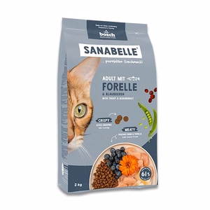 Bosch Sanabelle Life Adult Trout & Blueberries – sausasis pašaras suaugusioms katėms su upėtakiu ir mėlynėmis, 8 kg