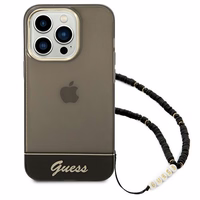 Guess GUHCP14XHGCOHK iPhone 14 Pro Max 6,7 "juodas/juodas kietas dėklas Translucent Pearl Strap