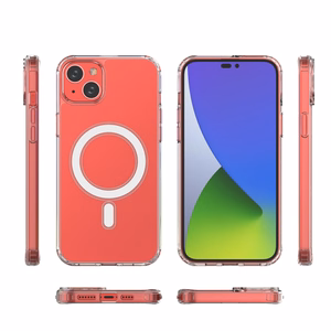 Skaidrus magnetinis dėklas su MagSafe, skirtas iPhone 14 Plus su sidabriniu žiedu – permatomas